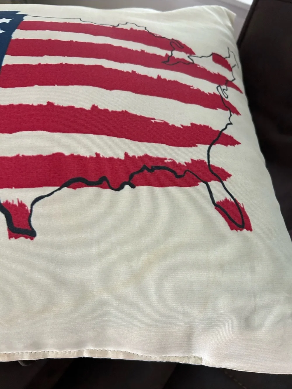 Patriotic USA Map Throw Pillow - Red, White & Blue Wall Hanging and Garden Stake